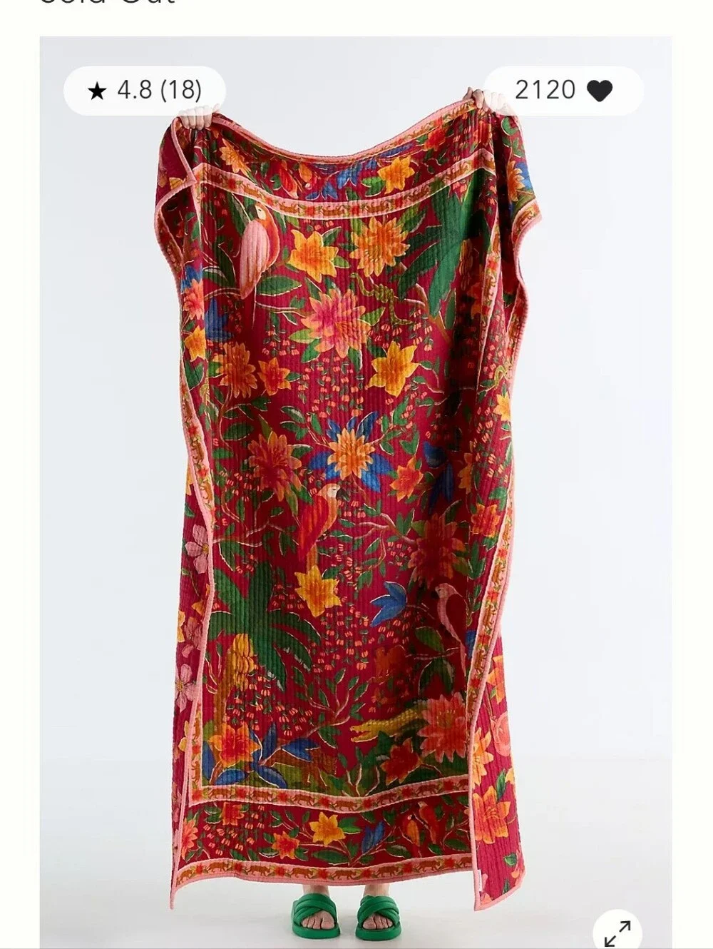 FARM Rio×Anthropologie Cotton Floral Throw Blanket